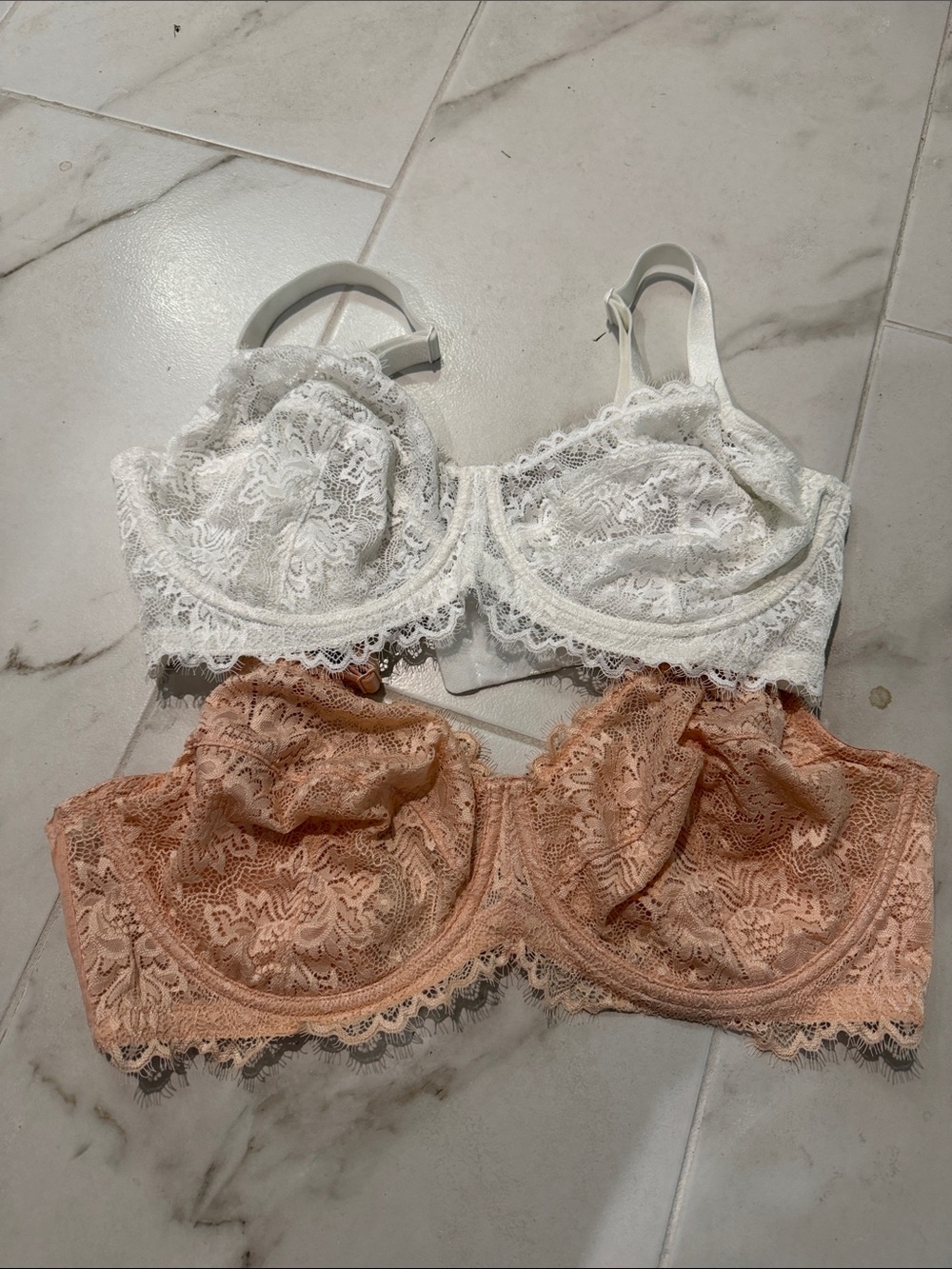 HSIA - set of Lace Underwire Bra - White and Peach - 34G